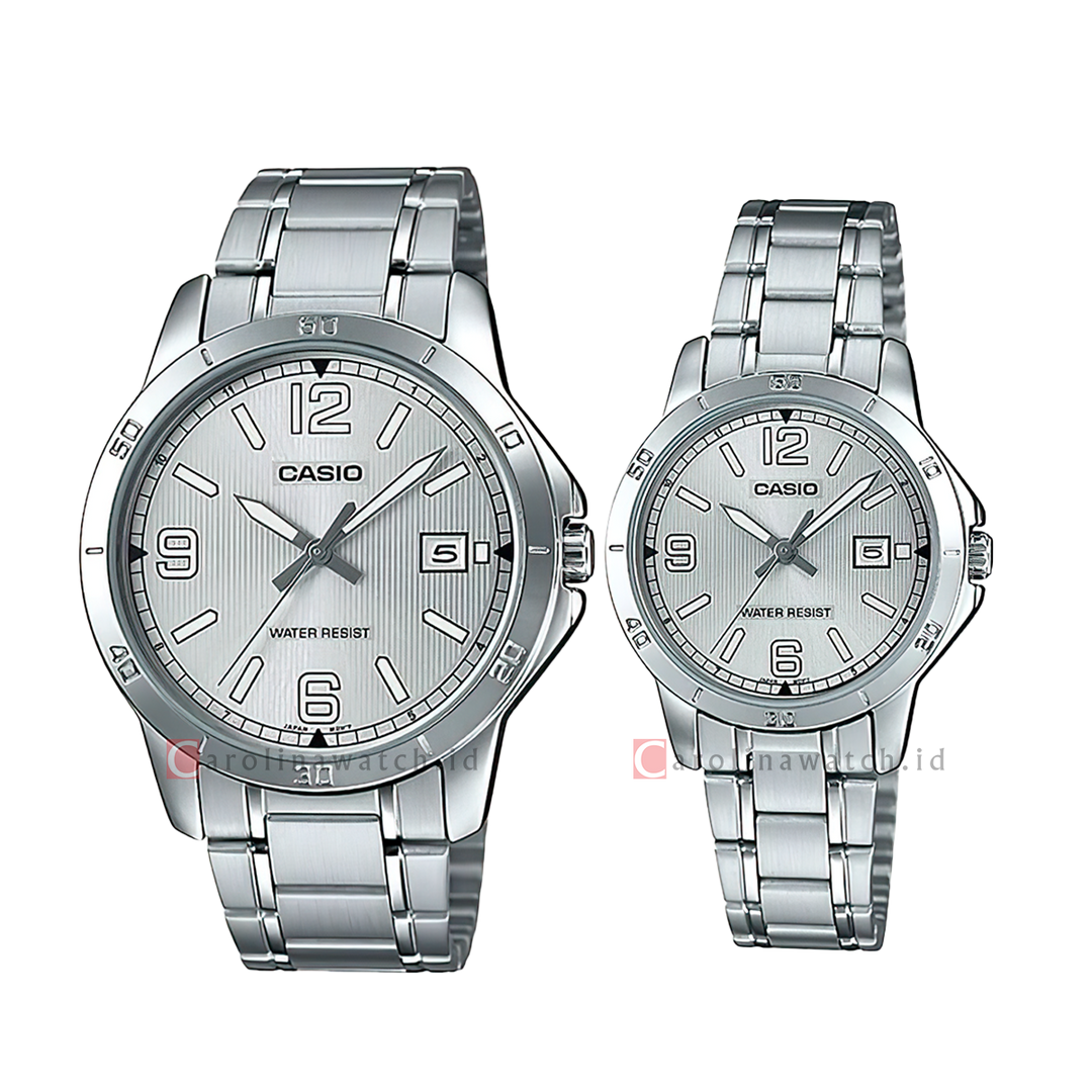 Jam Tangan Couple Casio M/LTP-V004D-7B2 Silver Dial Stainless Steel Strap
