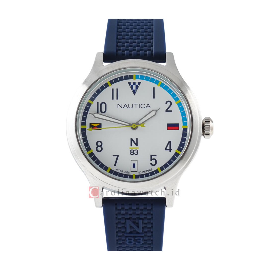 Jam Tangan NAUTICA Crissy Field NAPCFS903 Men White Dial Blue Rubber Strap