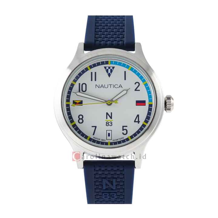 Jam Tangan NAUTICA Crissy Field NAPCFS903 Men White Dial Blue Rubber Strap