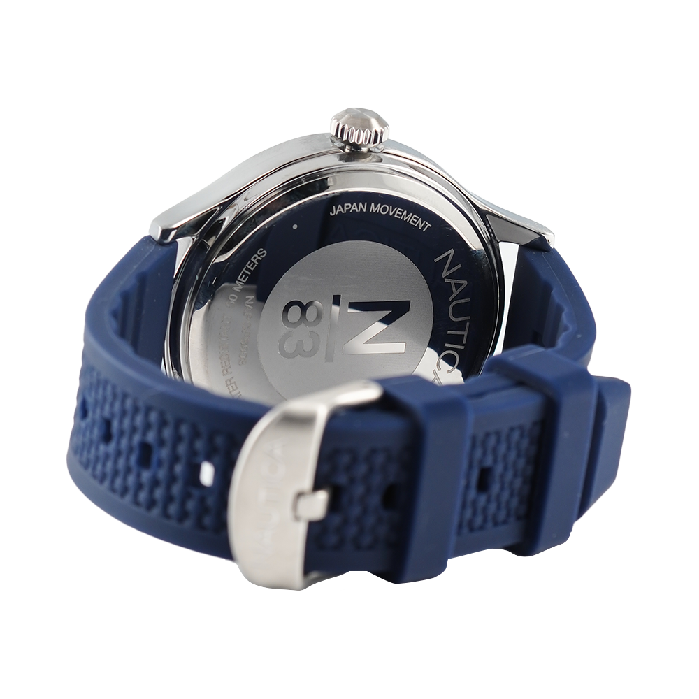 Jam Tangan NAUTICA Crissy Field NAPCFS903 Men White Dial Blue Rubber Strap
