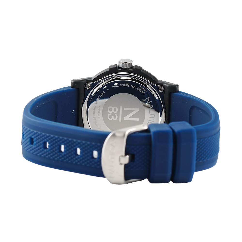 Jam Tangan NAUTICA Es Pujols NAPEPS101 Men Blue Dial Blue Rubber Strap