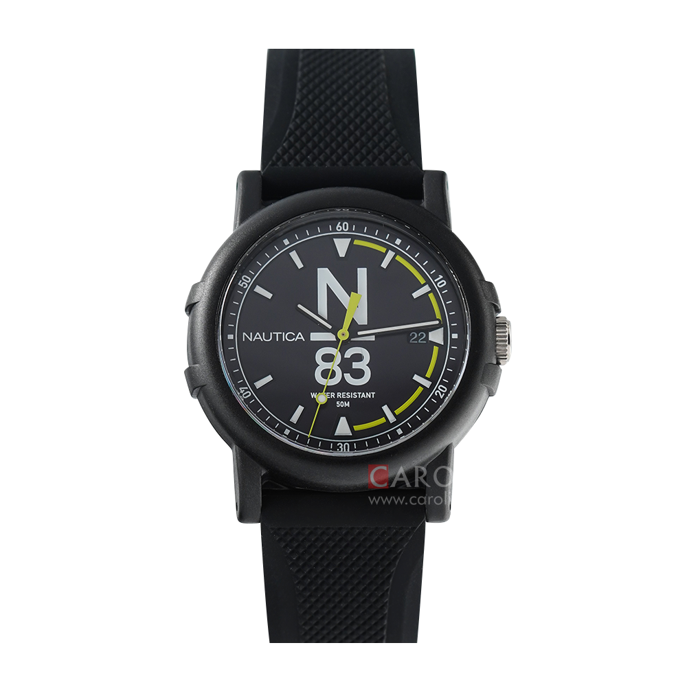 Jam Tangan NAUTICA Es Pujols NAPEPS106 Men Black Dial Black Rubber Strap
