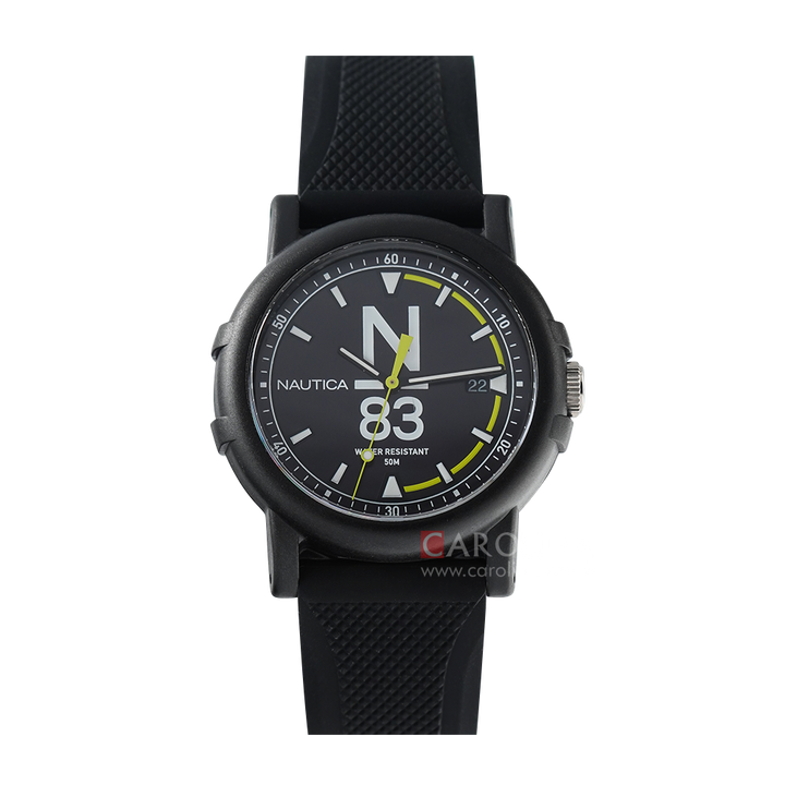 Jam Tangan NAUTICA Es Pujols NAPEPS106 Men Black Dial Black Rubber Strap