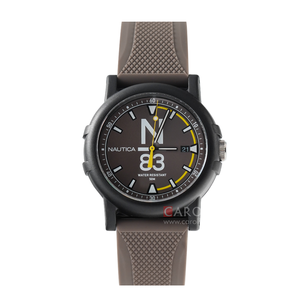 Jam Tangan NAUTICA Es Pujols NAPEPS107 Men Dark Tan Dial Tan Rubber Strap