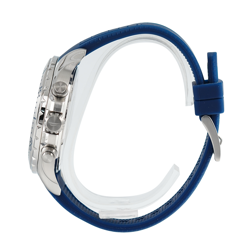 Jam Tangan NAUTICA NST Chrono NAPNSF201 Men Black Dial Blue Rubber Strap