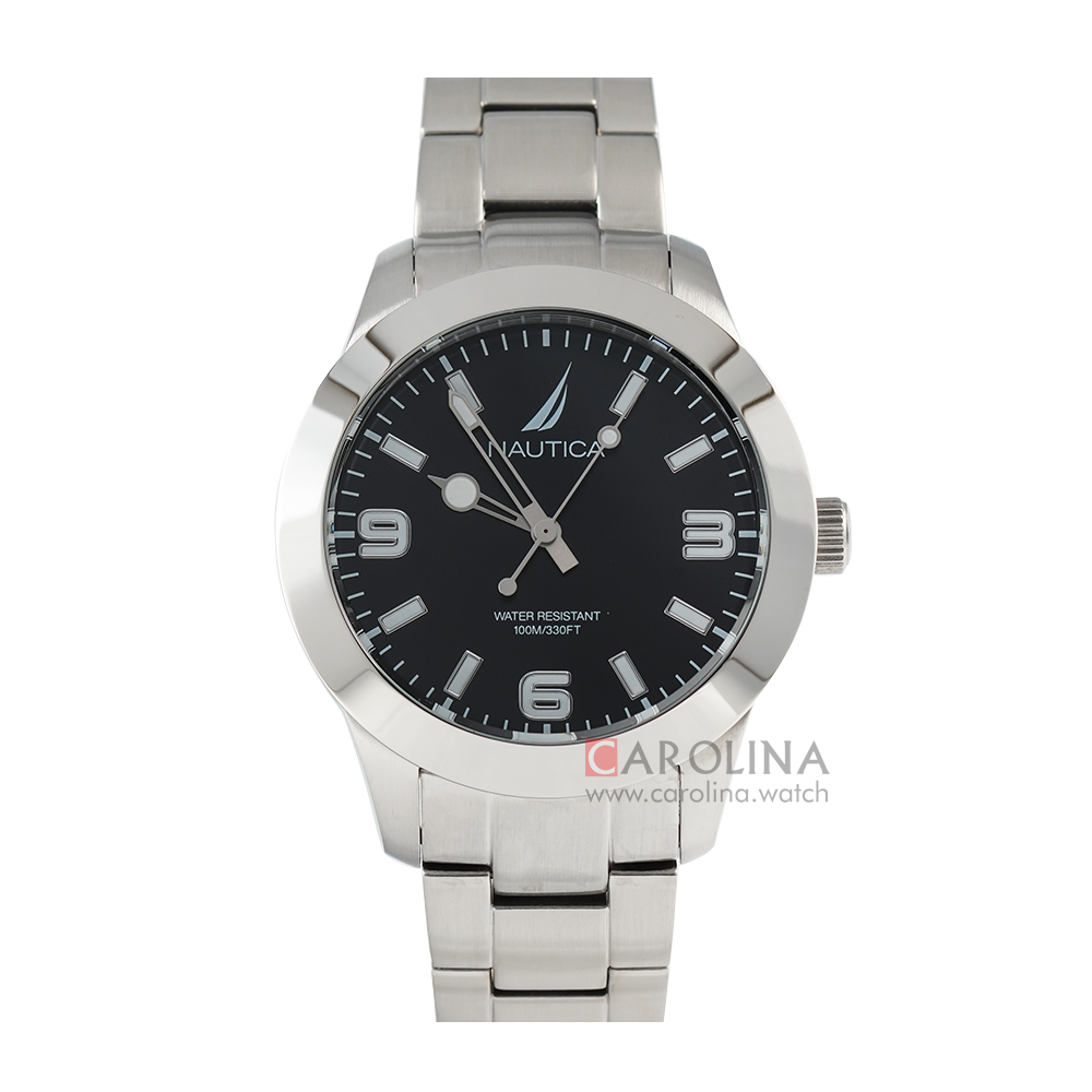 Jam Tangan NAUTICA Pacific Beach NAPPBF205 Men Black Dial Stainless Steel Strap