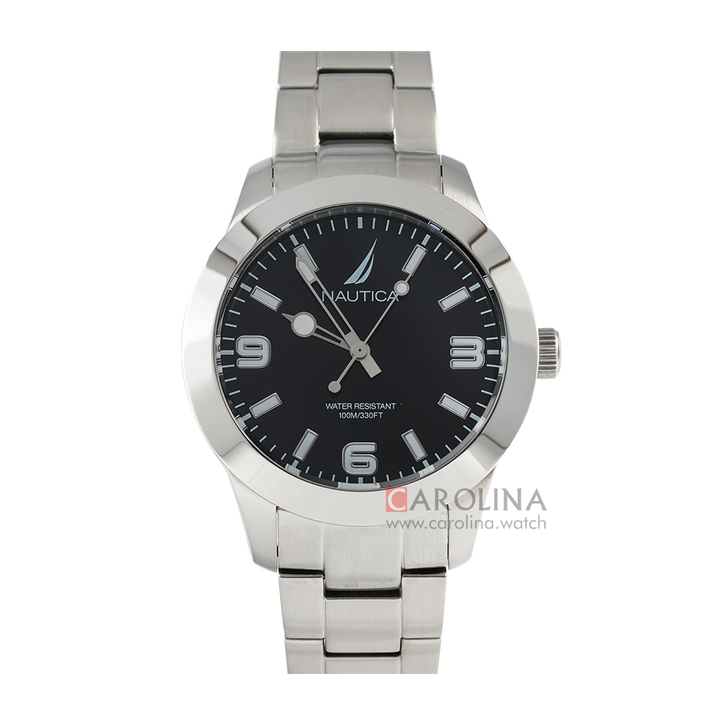 Jam Tangan NAUTICA Pacific Beach NAPPBF205 Men Black Dial Stainless Steel Strap