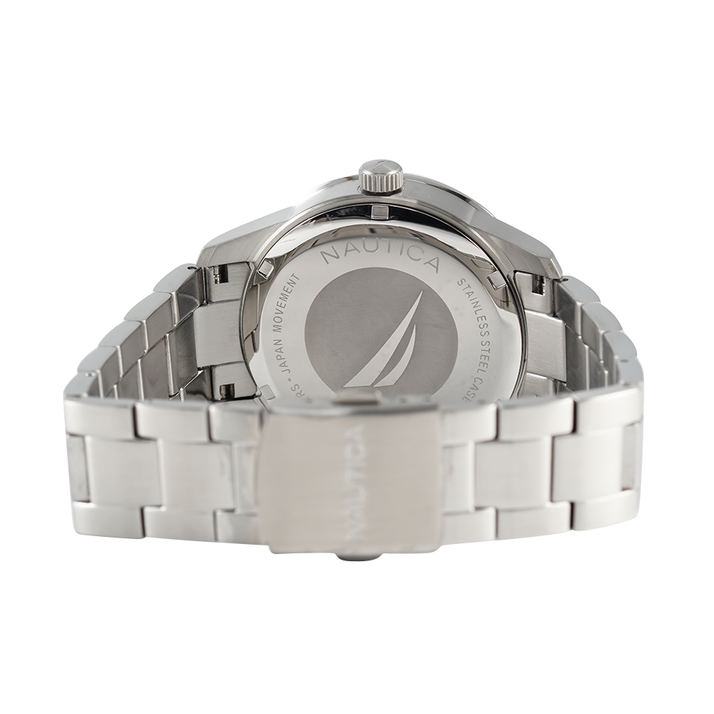 Jam Tangan NAUTICA Pacific Beach NAPPBF205 Men Black Dial Stainless Steel Strap