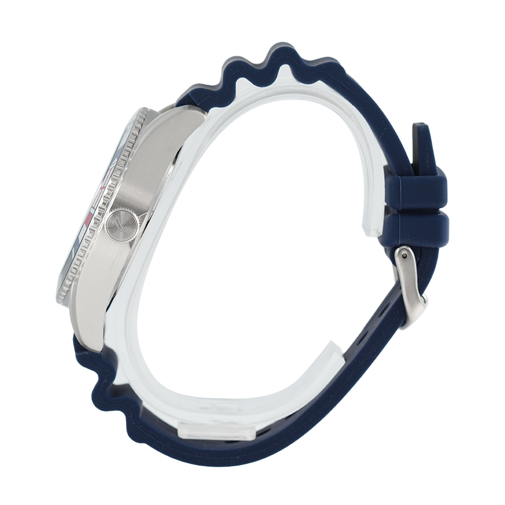 Jam Tangan NAUTICA Urban Surf NAPUSS903 Men White Dial Blue Rubber Strap