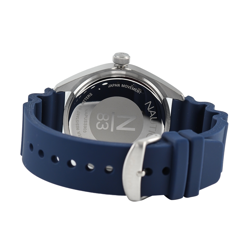 Jam Tangan NAUTICA Urban Surf NAPUSS903 Men White Dial Blue Rubber Strap