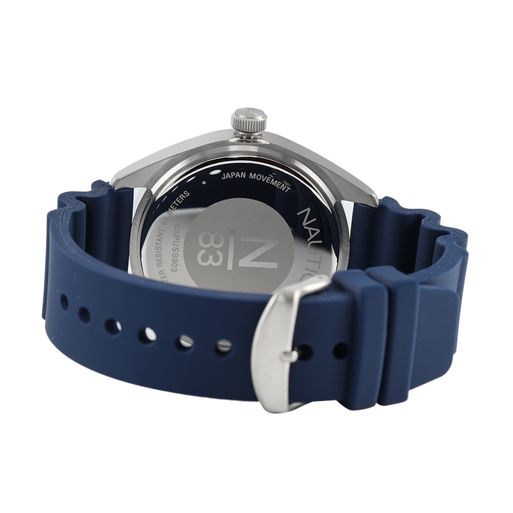 Jam Tangan NAUTICA Urban Surf NAPUSS903 Men White Dial Blue Rubber Strap