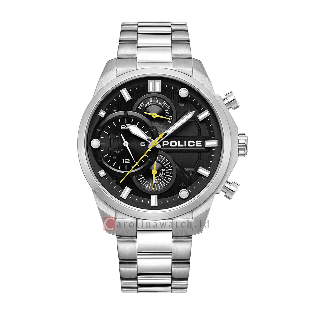 Jam Tangan Police Reactor PEWGK0039204 Men Black Dial Stainless Steel Strap