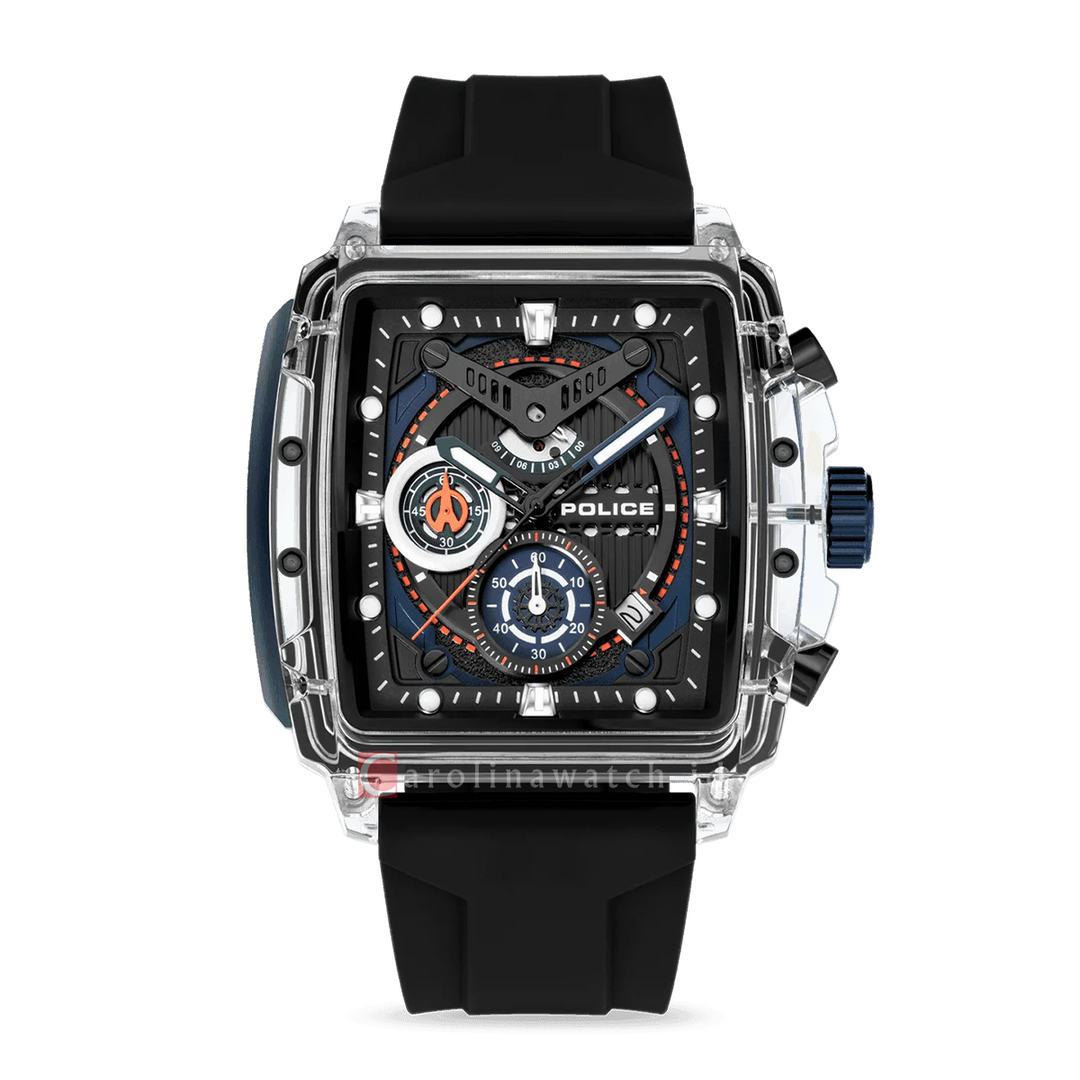 Jam Tangan Police Clout PEWGO0052401 Men Black Dial Black Rubber Strap