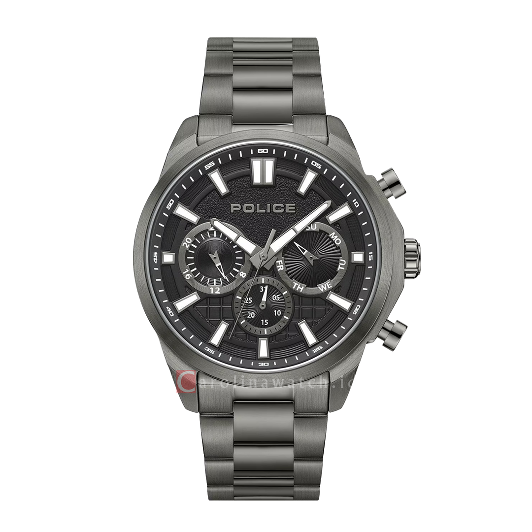 Jam Tangan Police Rangy PEWJK0021003 Men Black Dial Black Stainless Steel Strap