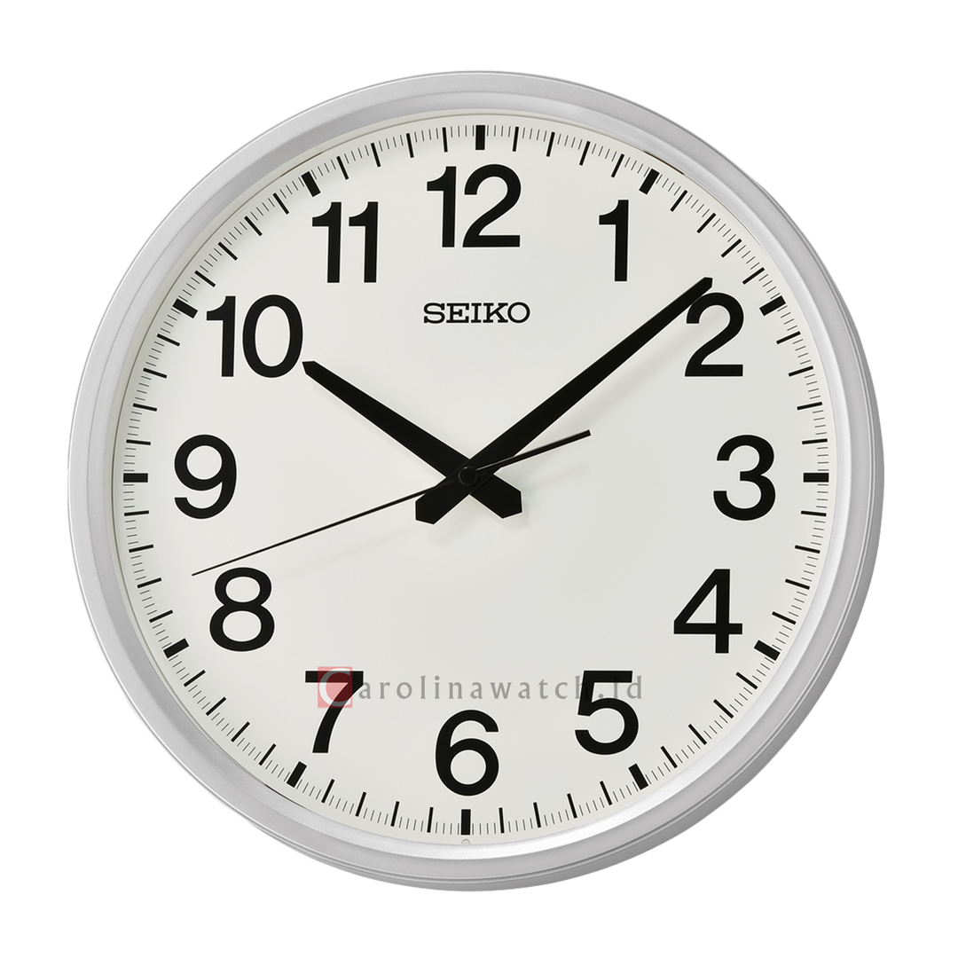 Jam Dinding SEIKO Analog QHA009A White Dial Metallic Silver Case Decorator Wall Clock
