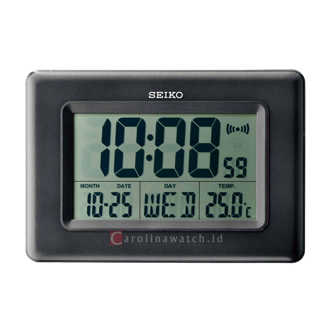 Jam Dinding SEIKO QHL058K Digital Alarm Light Black Plastic Case LCD Dial Thermometer Bedside / Desk & Table Clock