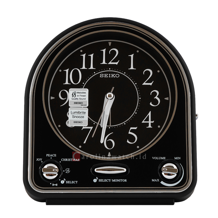 Jam Beker SEIKO Analog QHP003K Black Color Black Dial Bedside Alarm Clock