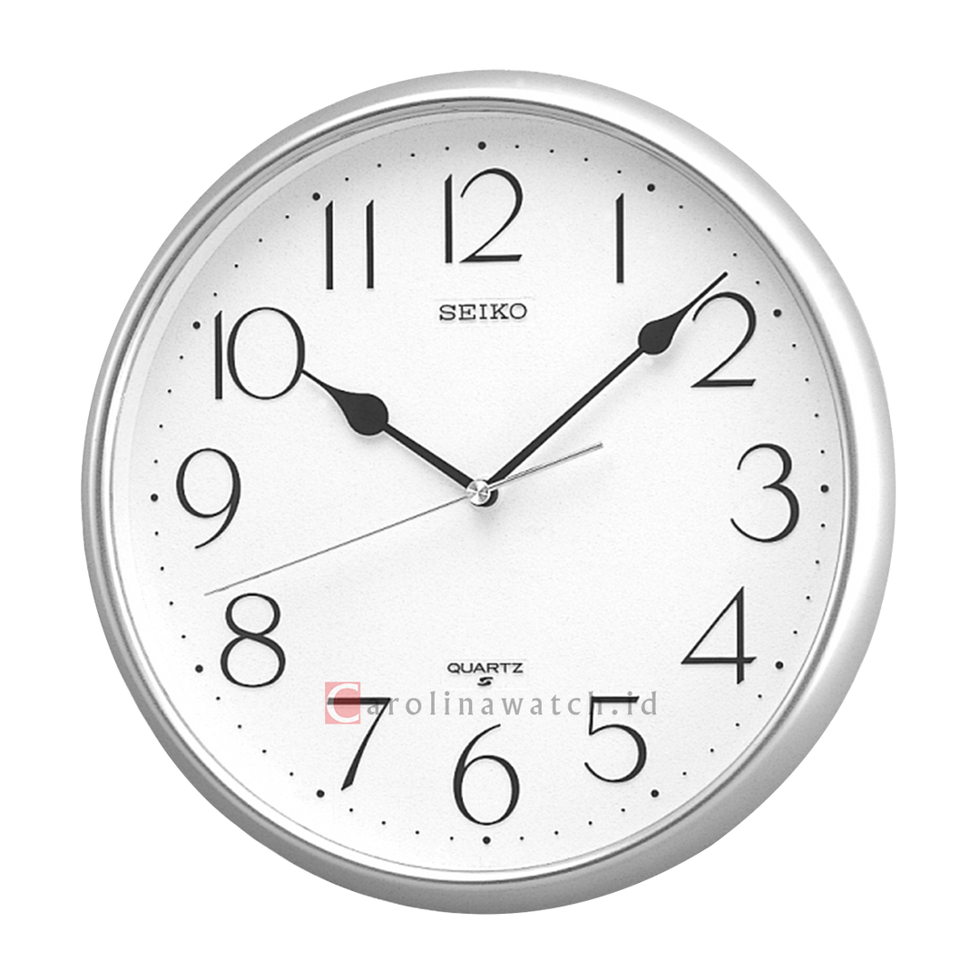 Jam Dinding SEIKO Analog QXA001S Silver Color White Dial Wall Clock