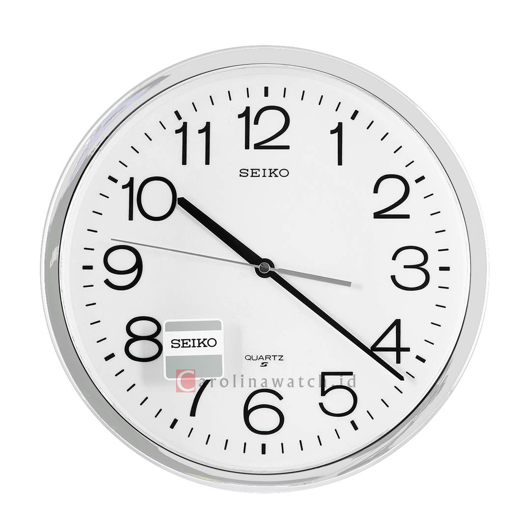 Jam Dinding SEIKO Analog QXA014S Mat Silver Color White Dial Wall Clock