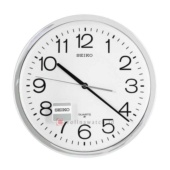 Jam Dinding SEIKO Analog QXA014S Mat Silver Color White Dial Wall Clock
