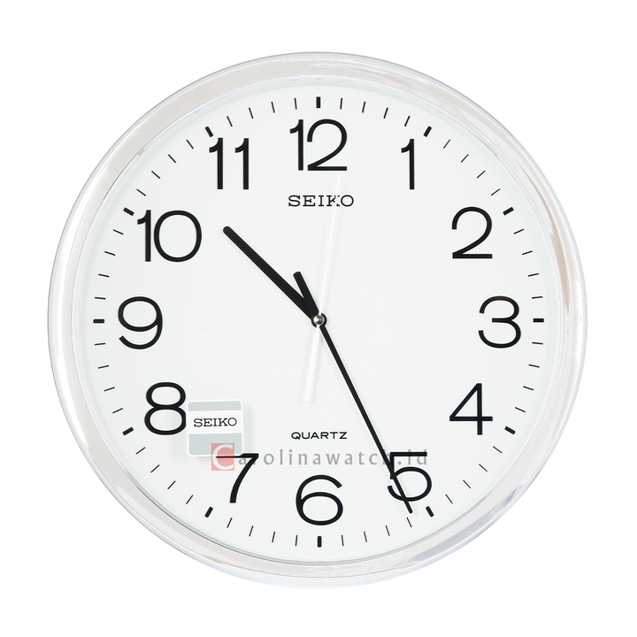 Jam Dinding SEIKO Analog QXA041S Silver Color White Dial Wall Clock