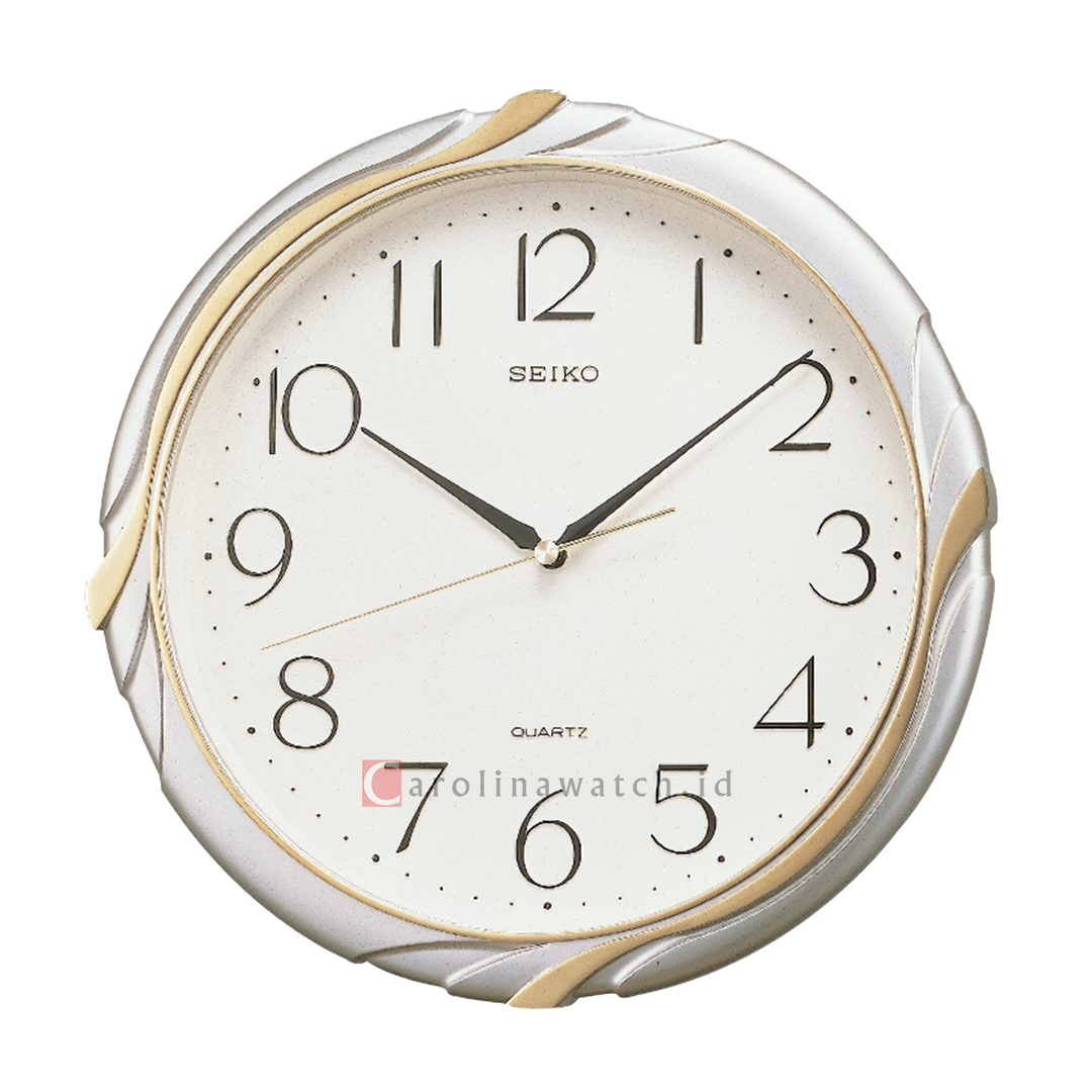 Jam Dinding SEIKO Analog QXA221S Silver Color White Dial Wall Clock