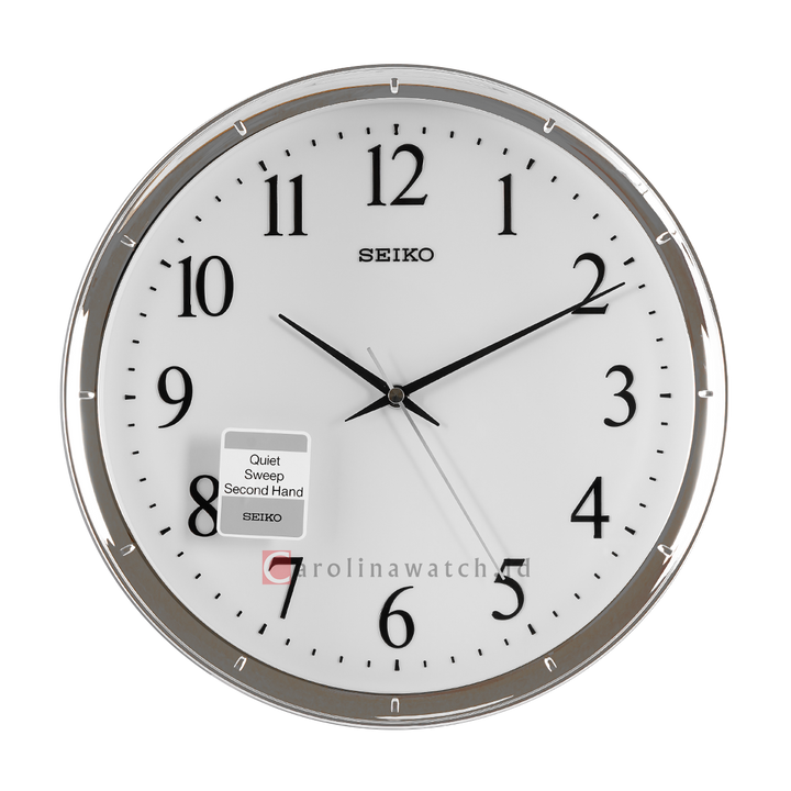 Jam Dinding SEIKO Analog QXA417S Quite Sweep Silver Color White Dial Wall Clock