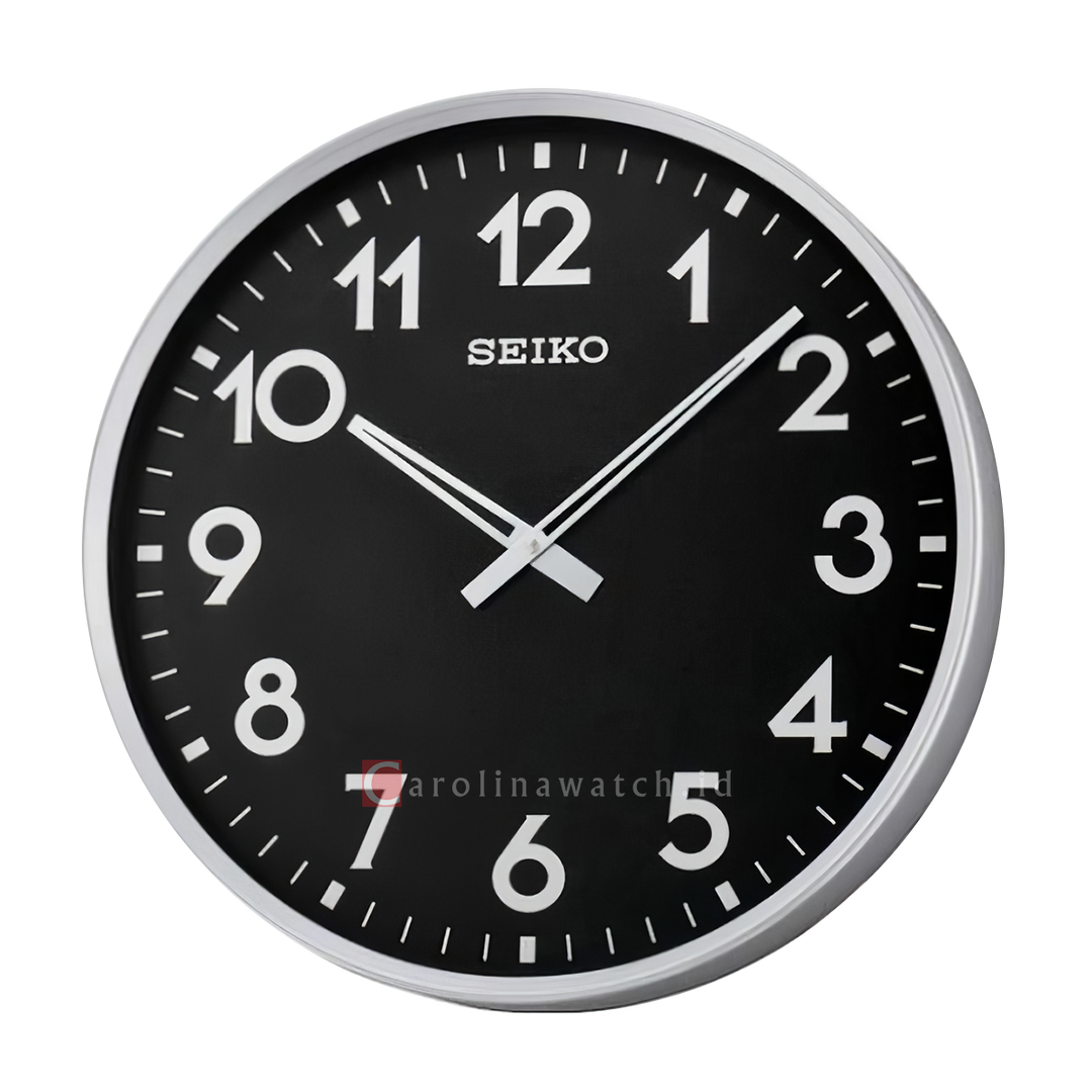 Jam Dinding SEIKO Analog QXA560A Silver Color Black Dial Wall Clock