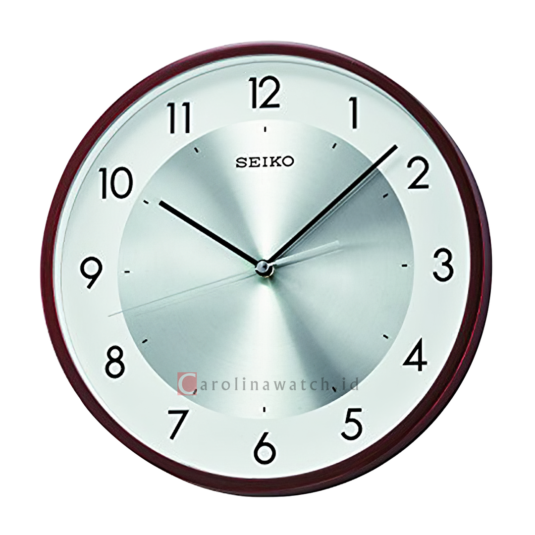 Jam Dinding SEIKO Analog QXA615B Quiet Sweep Wood Color Aluminum White Dial Wall Clock