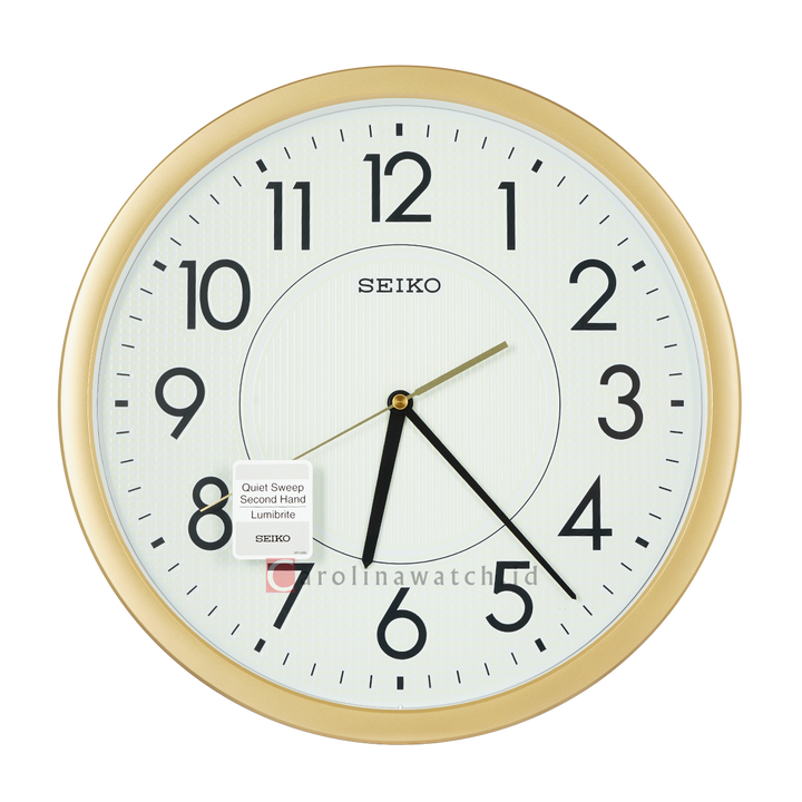 Jam Dinding SEIKO Analog QXA629G Quiet Sweep Beige Color Aluminium Dial Wall Clock