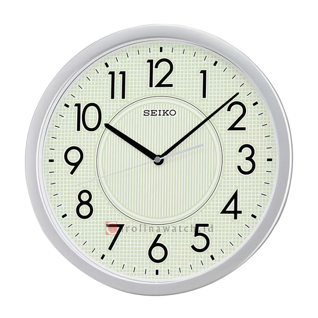 Jam Dinding SEIKO Analog QXA629S Quiet Sweep Lumibrite Aluminium Beige Dial Wall Clock