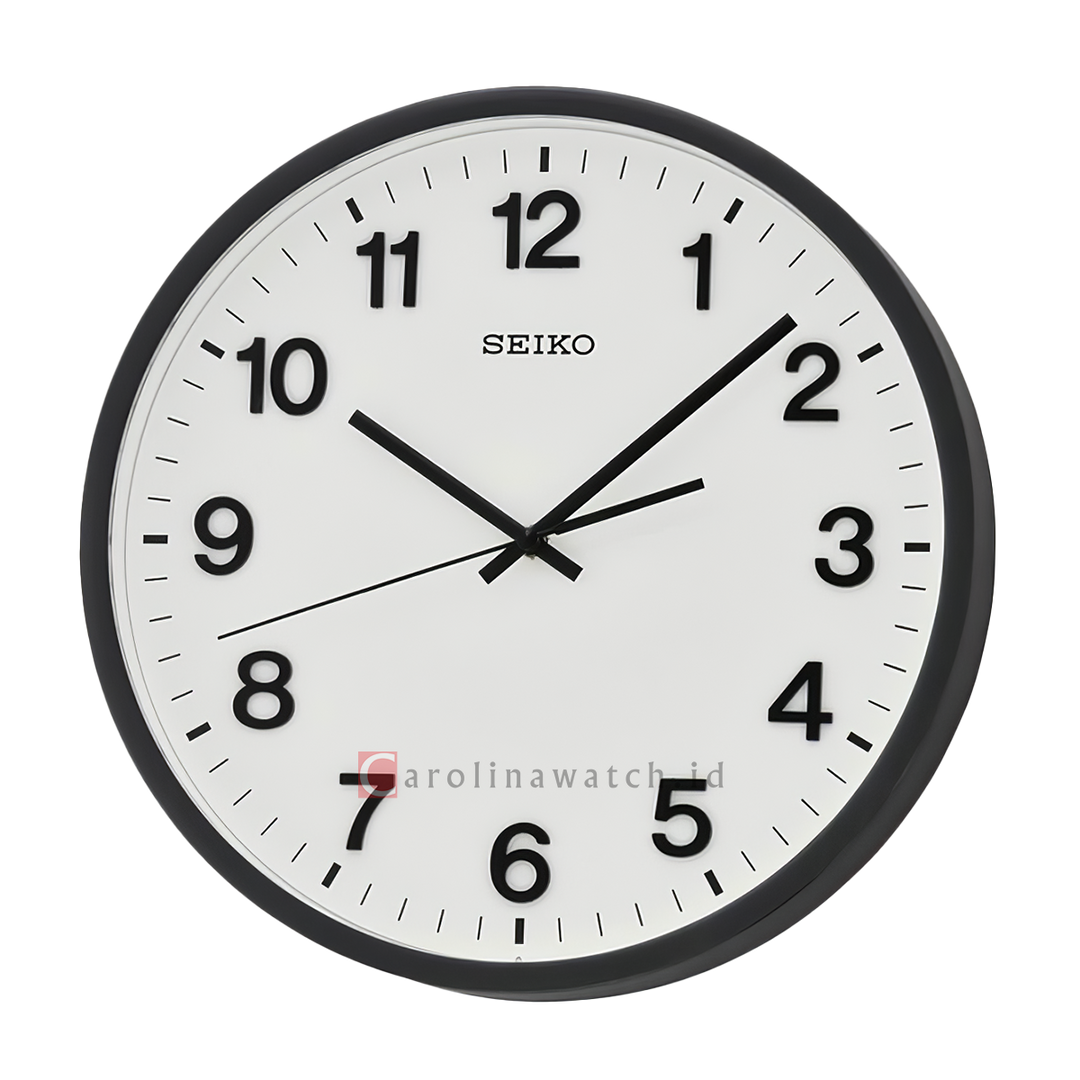 Jam Dinding SEIKO Analog QXA640K Quiet Sweep Black Color White Dial Wall Clock