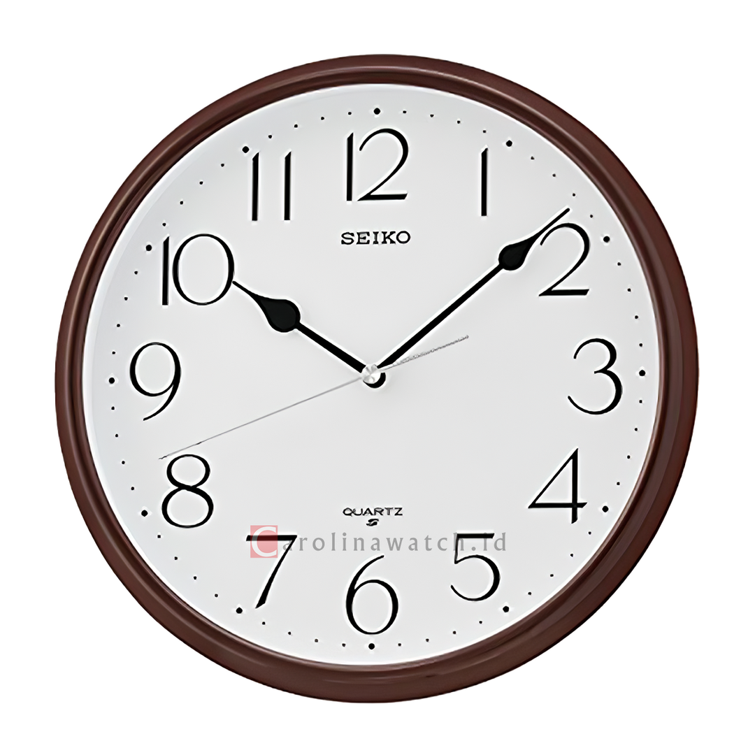 Jam Dinding SEIKO Analog QXA651B Brown Color White Dial Wall Clock