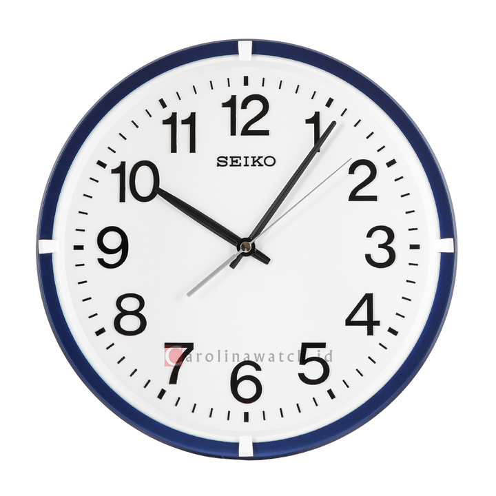 Jam Dinding SEIKO Analog QXA652L Metallic Blue Color White Dial Wall Clock