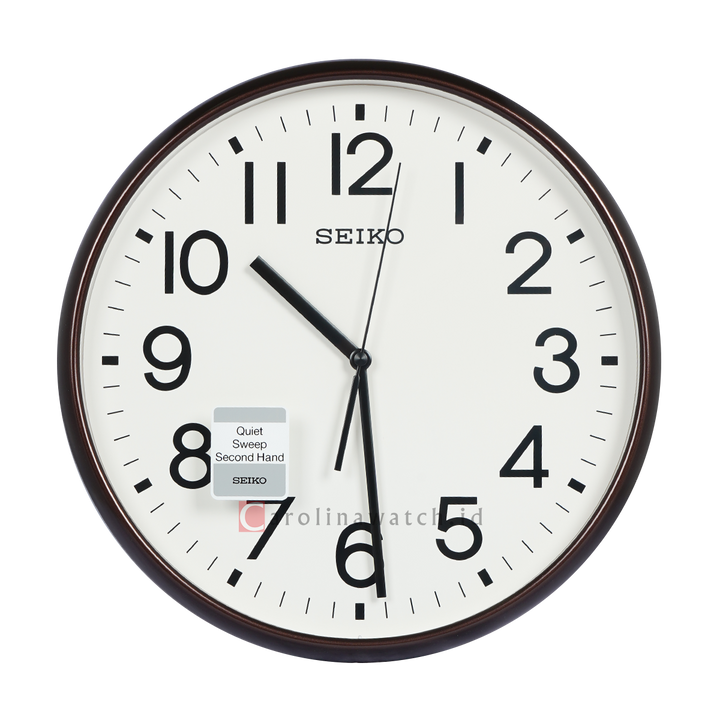 Jam Dinding SEIKO Analog QXA677B Quite Sweep Second Hand Brown Color White Dial Wall Clock
