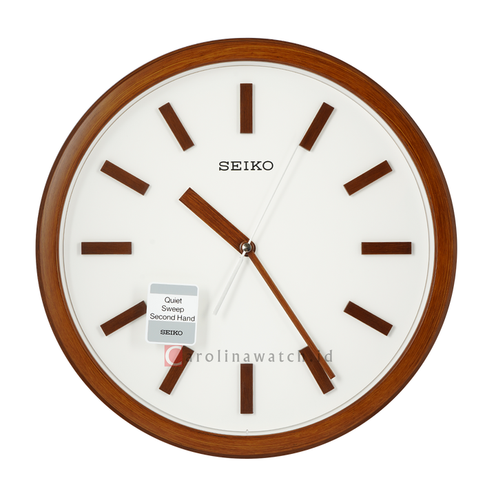 Jam Dinding SEIKO Analog QXA681B Quite Sweep Brown Color White Dial Wall Clock