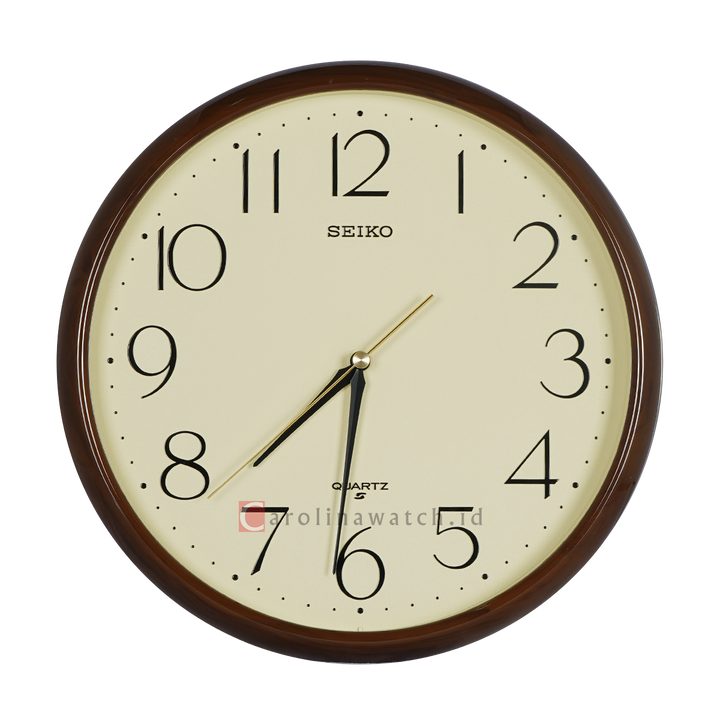 Jam Dinding SEIKO Analog QXA695B Brown Color Beige Dial Wall Clock