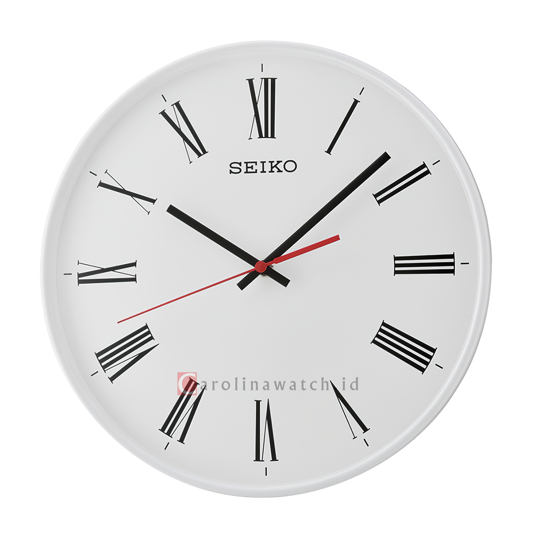 Jam Dinding SEIKO Analog QXA701W Quiet Sweep Mat White Case White Dial