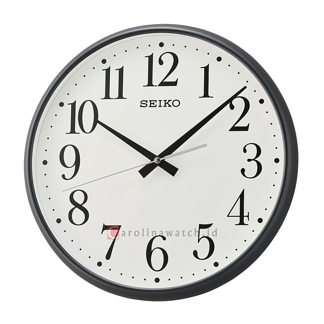 Jam Dinding SEIKO Analog QXA728K Quite Sweep Black Plastic Case White Dial Decorator Wall Clock