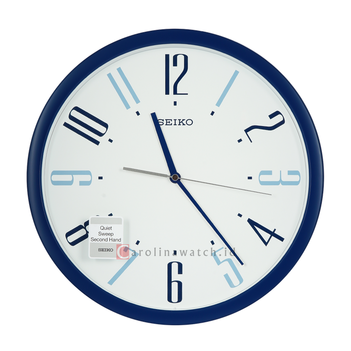 Jam Dinding SEIKO Analog QXA729L Quite Sweep Blue Plastic Case White Dial Decorator Wall Clock