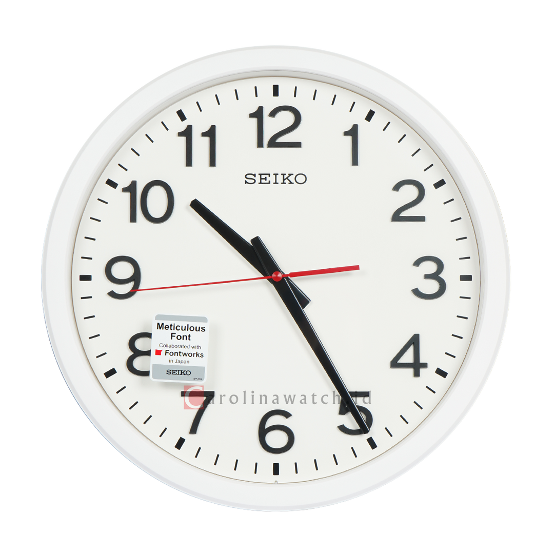 Jam Dinding SEIKO Analog QXA732W Quite Sweep White Plastic Case White Dial Wall Clock