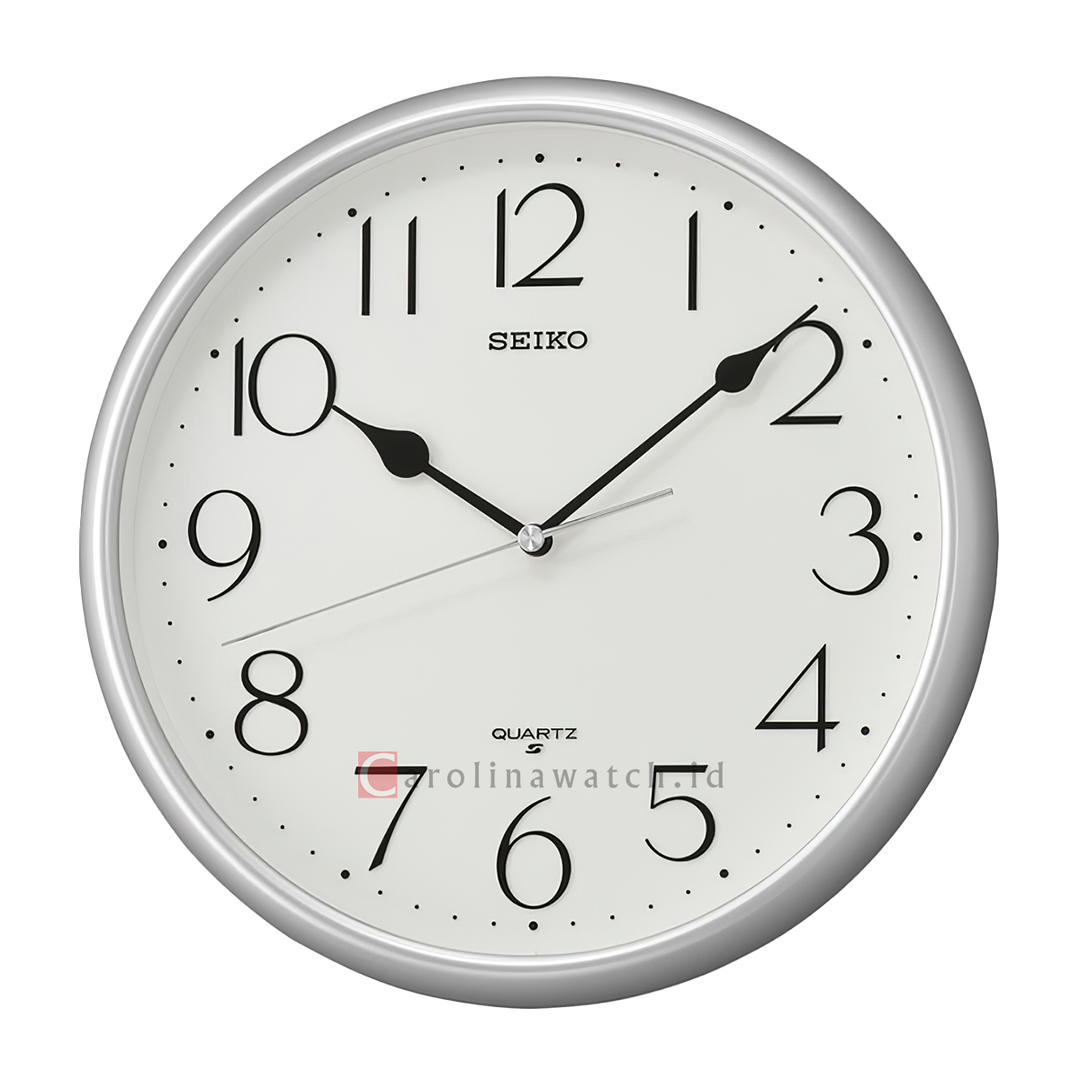 Jam Tangan SEIKO Analog QXA747S Silver Plastic Case White Dial Office Decorator Wall Clock