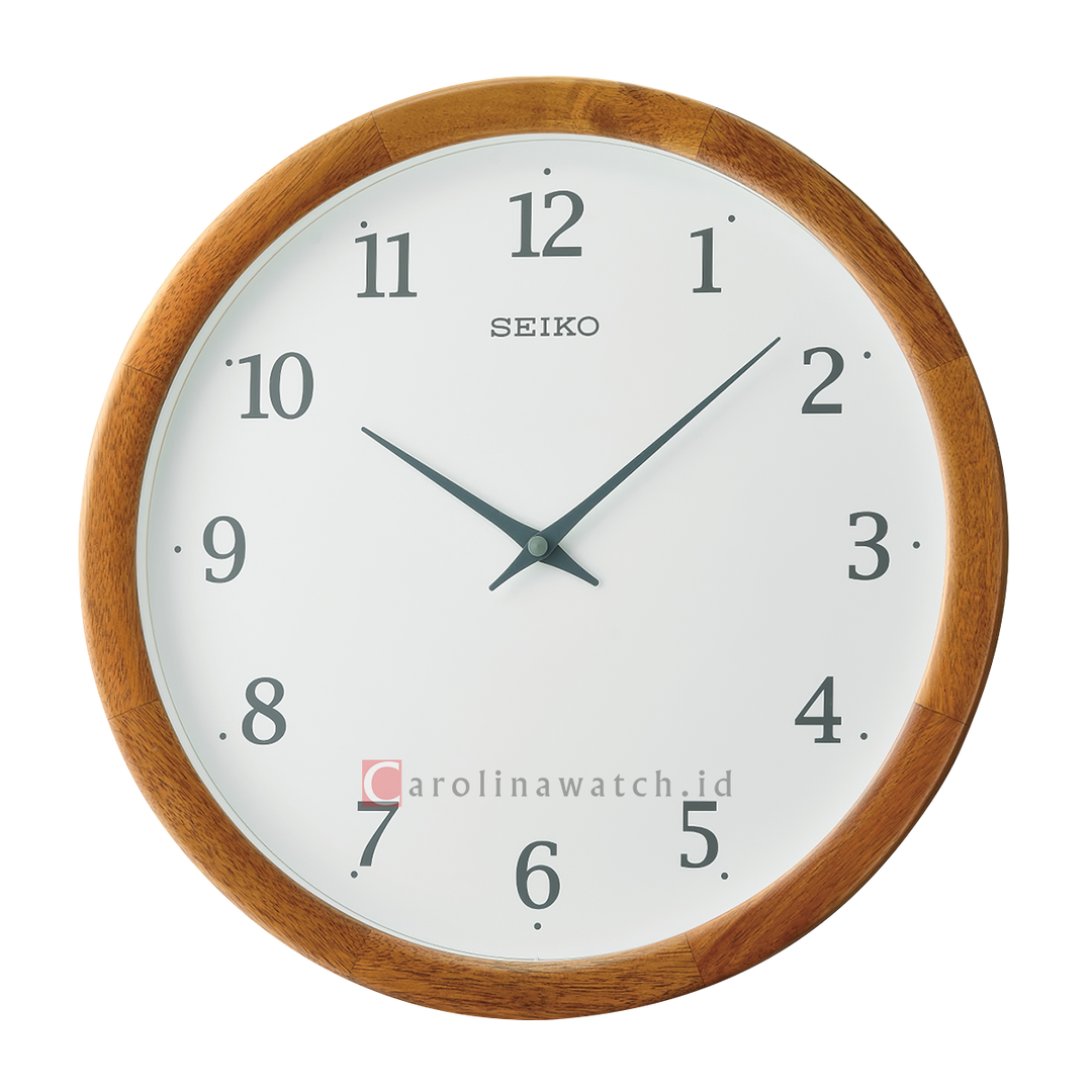 Jam Dinding SEIKO Analog QXA763B Quiet Sweep Mat Brown Case White Dial Wall Clock