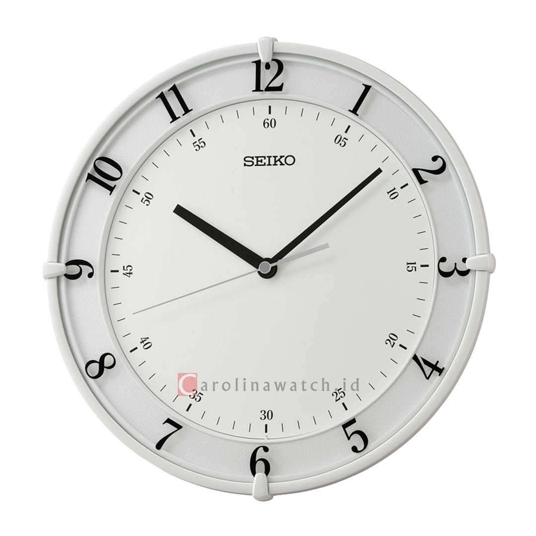 Jam Dinding SEIKO Analog QXA805W Quite Sweep Mat White Case White Dial Wall Clock