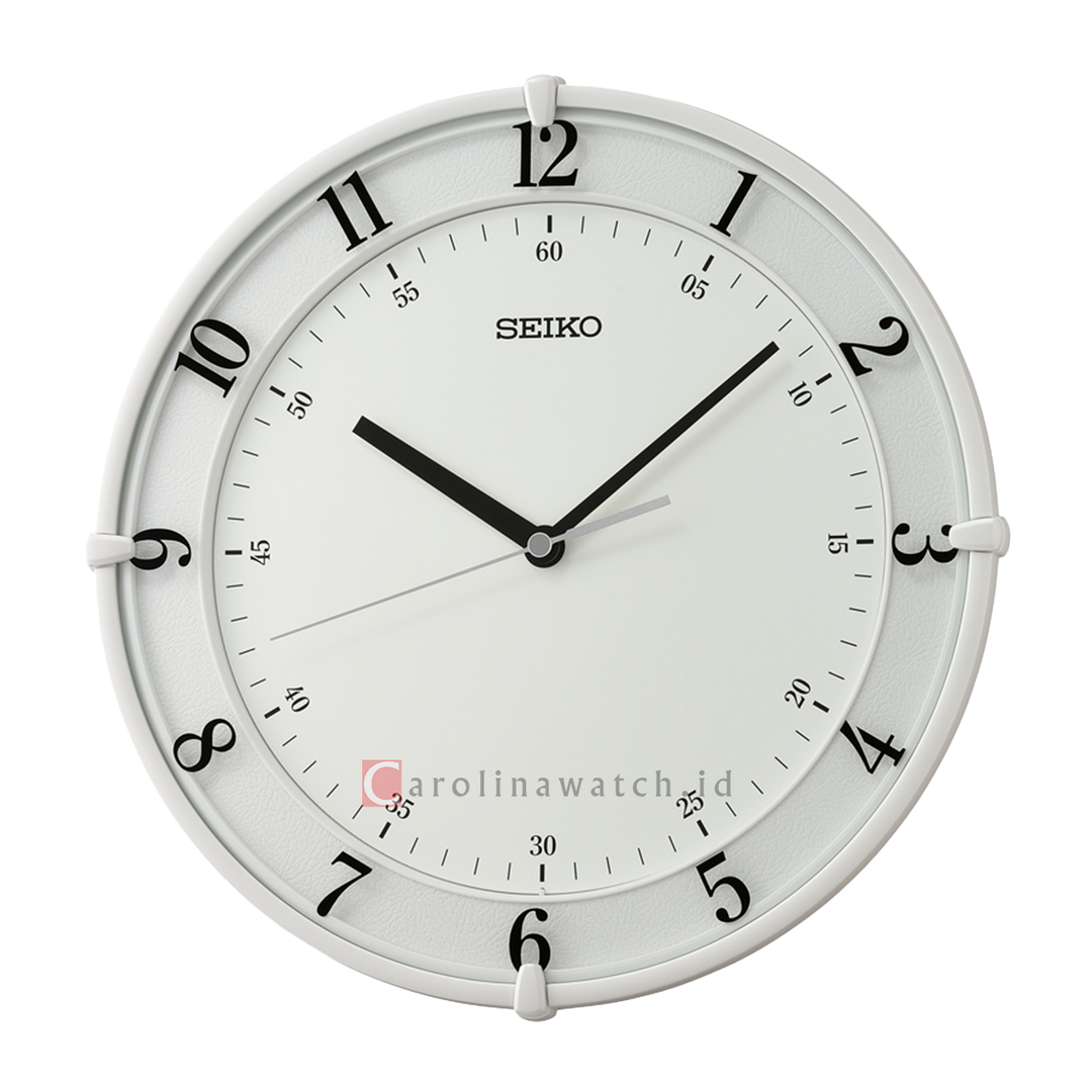 Jam Dinding SEIKO Analog QXA805W Quiet Sweep Mat White Case White Dial Wall Clock