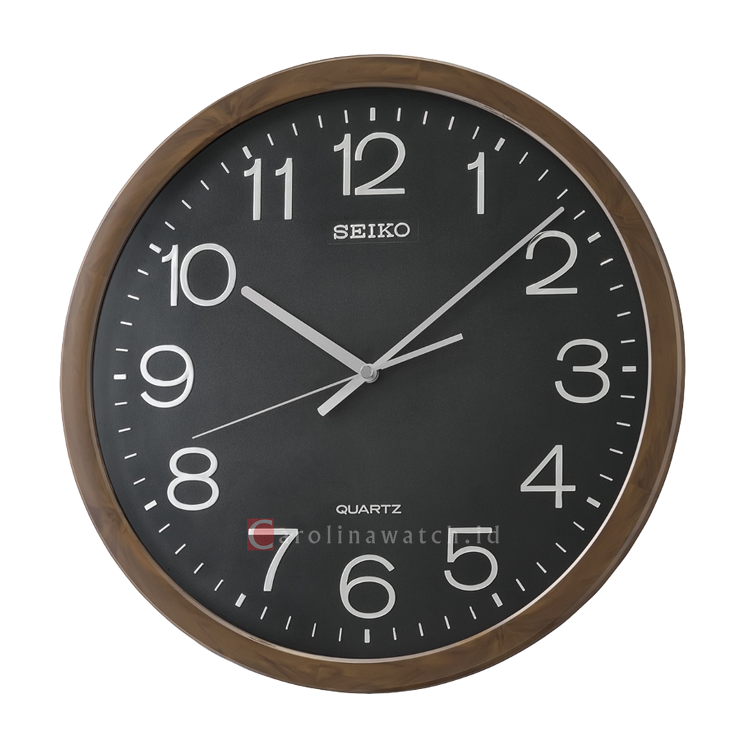Jam Dinding SEIKO Analog QXA806A Quite Sweep Mat Black Case Black Dial Wall Clock
