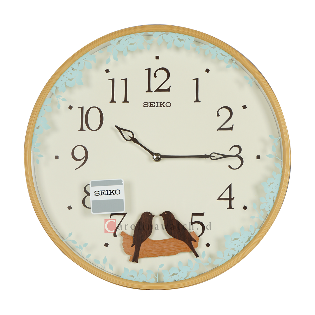 Jam Tangan SEIKO Analog QXC237Z Brown Color White Dial Wall Clock