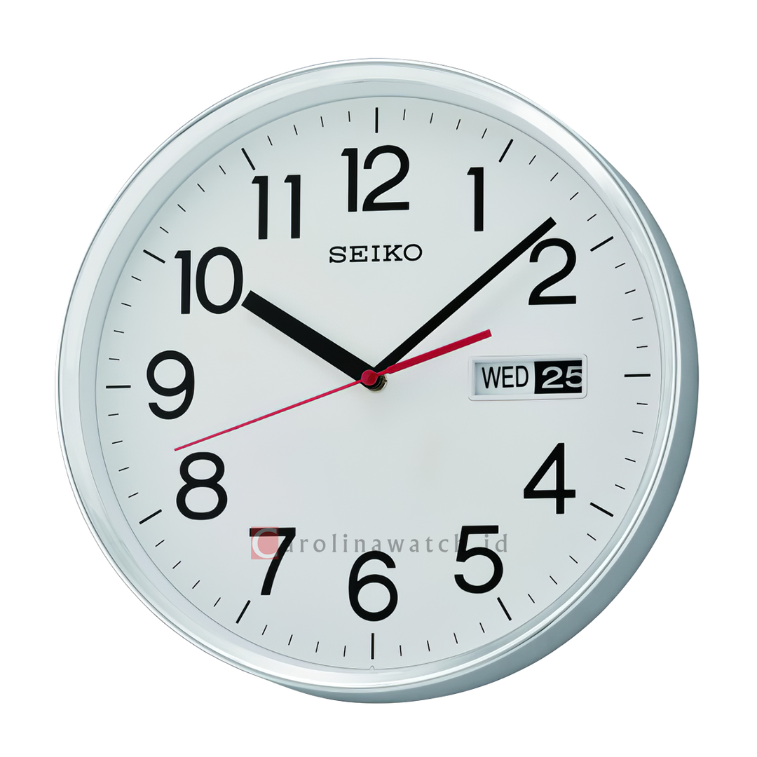 Jam Dinding SEIKO Analog QXF104S Silver Color White Dial Wall Clock