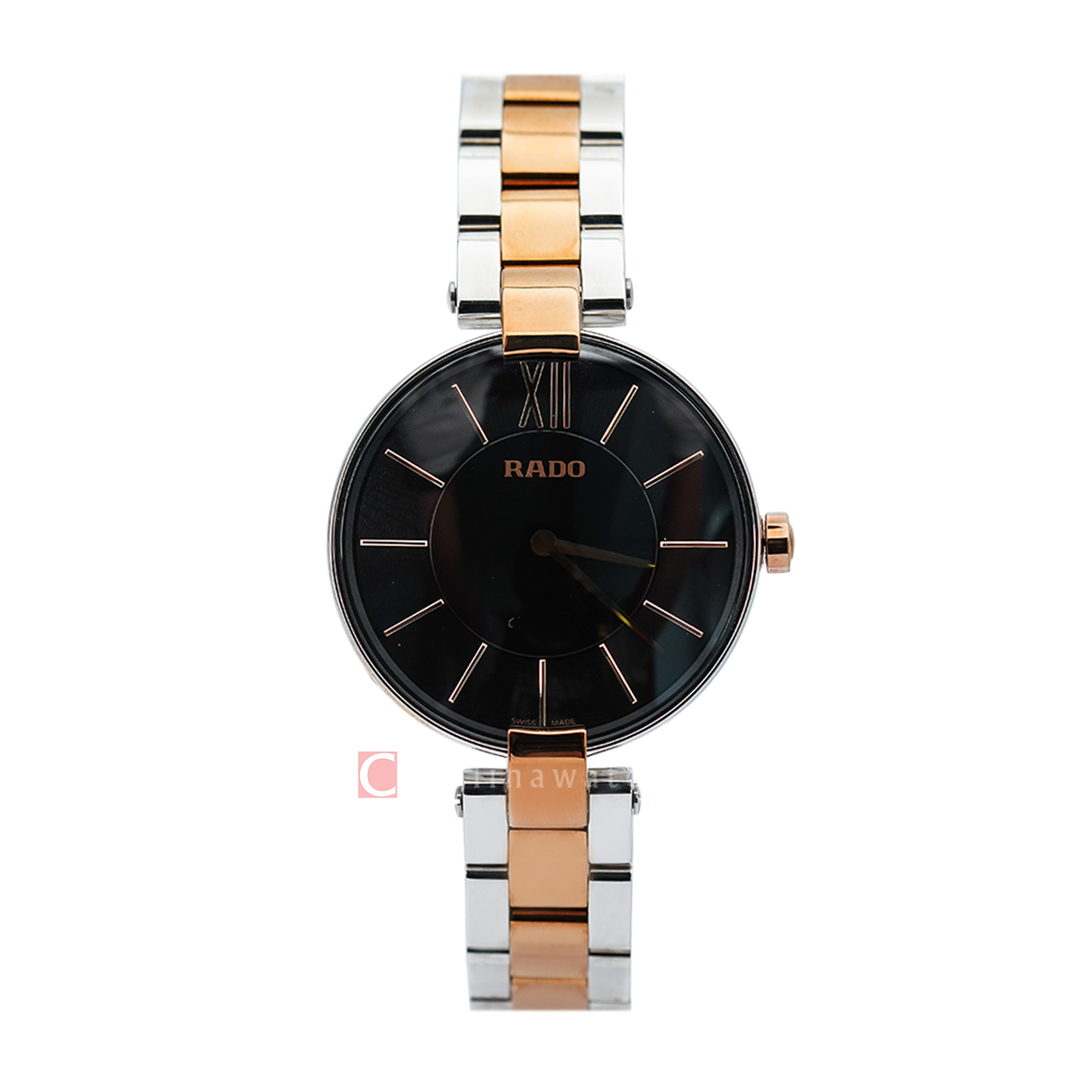 Jam Tangan Rado Coupole R22850163 Women Black Dial Dual Tone Stainless Steel Strap