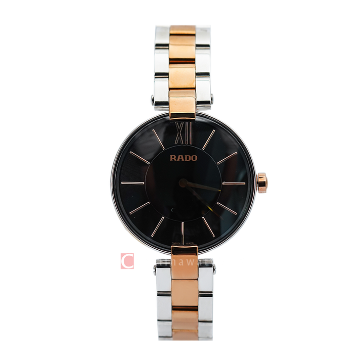 Jam Tangan Rado Coupole R22850163 Women Black Dial Dual Tone Stainless Steel Strap